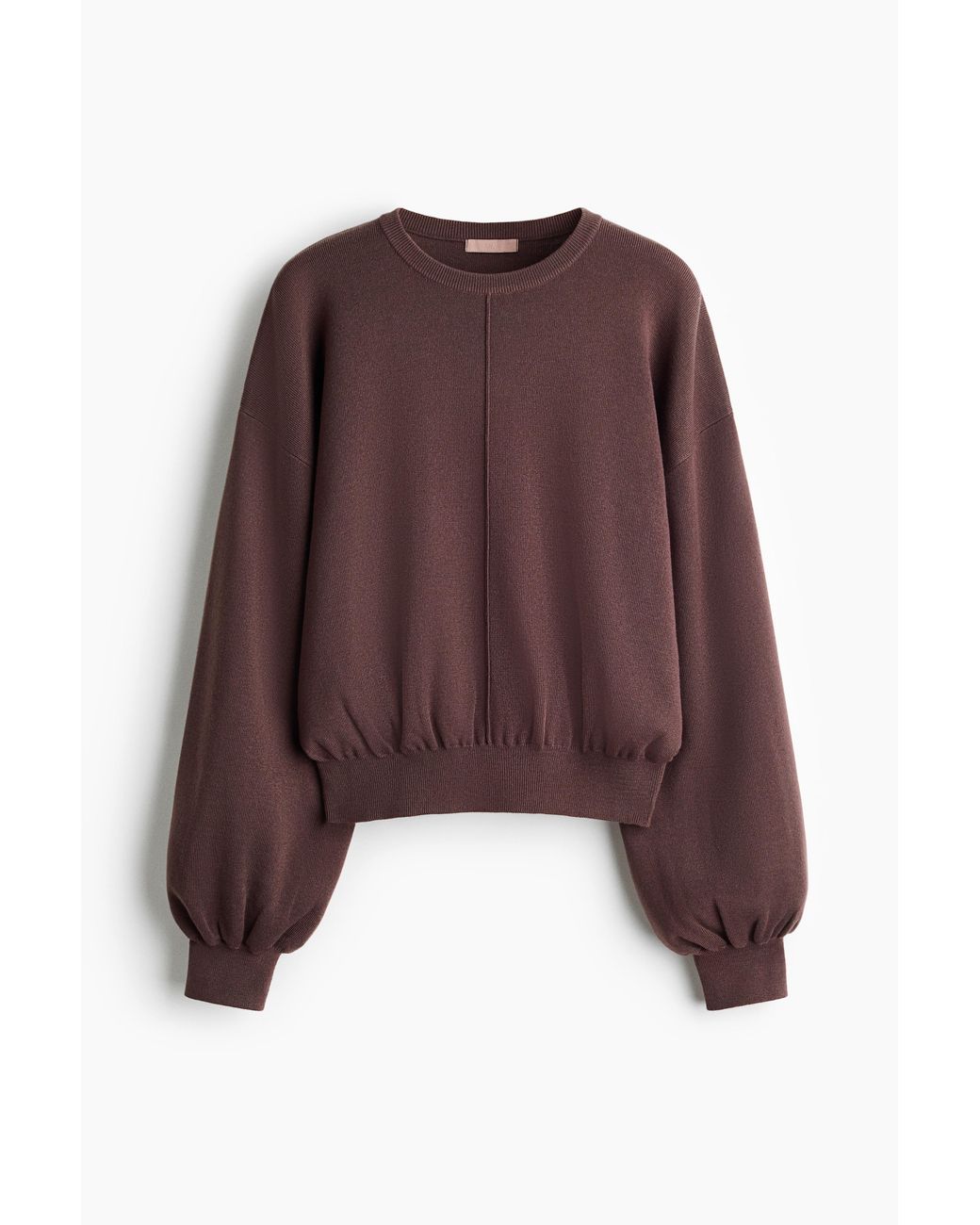 H&M Brown Feinstrickpullover mit Ballonärmeln