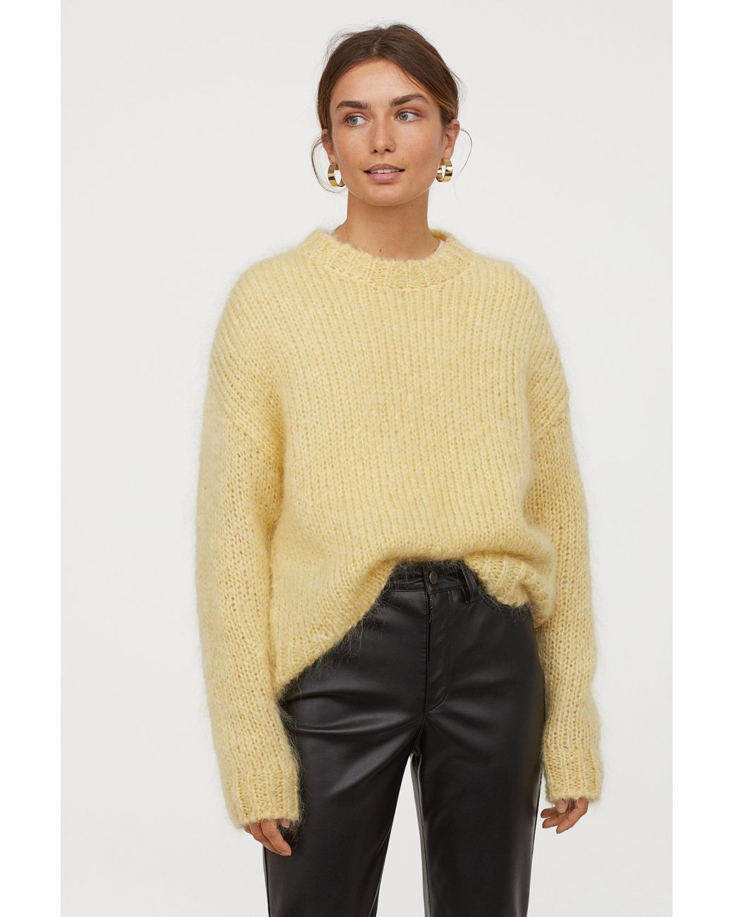 H&M Knit Mohair-blend Sweater in Yellow | Lyst