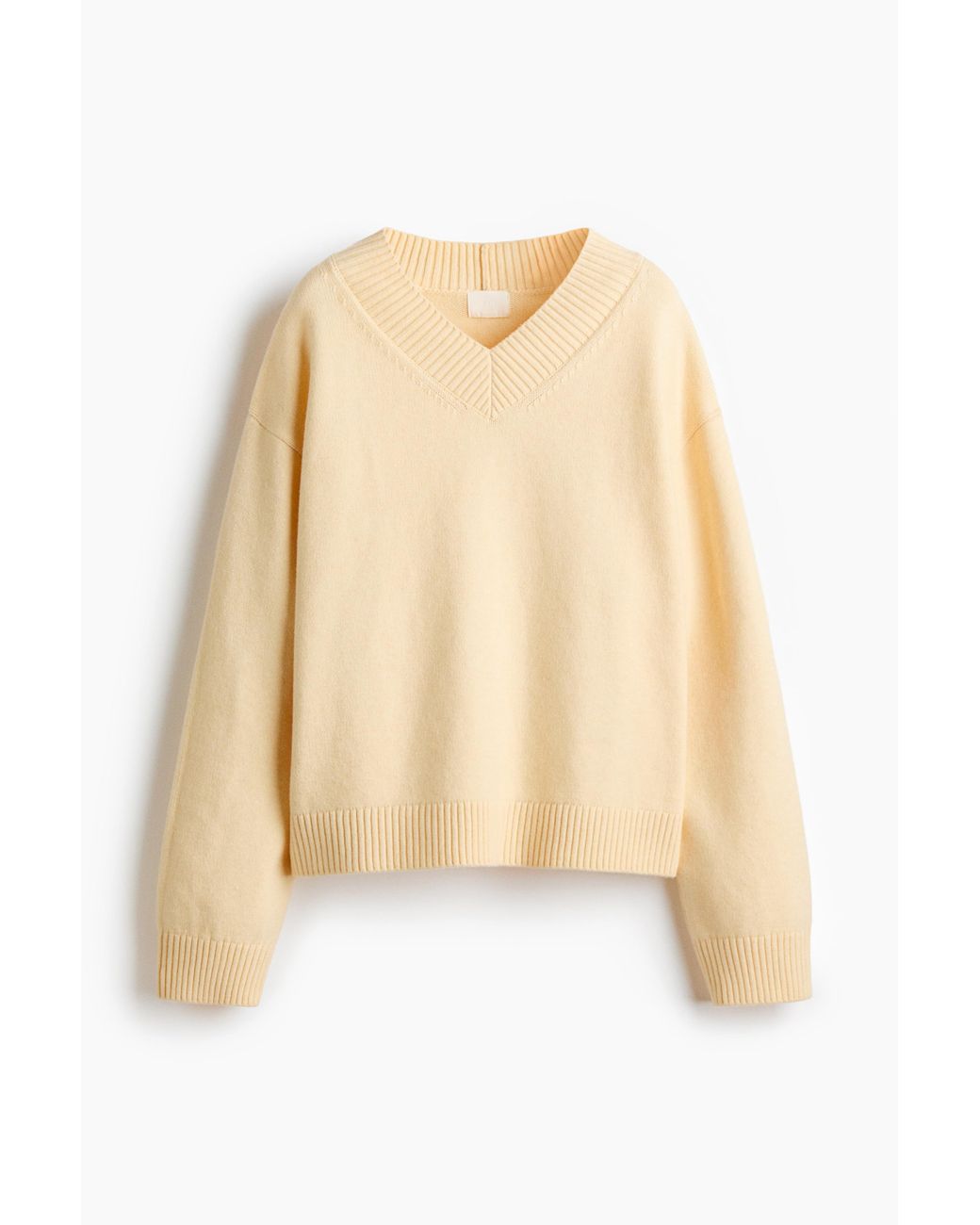 H&M Natural Pullover mit V-Ausschnitt