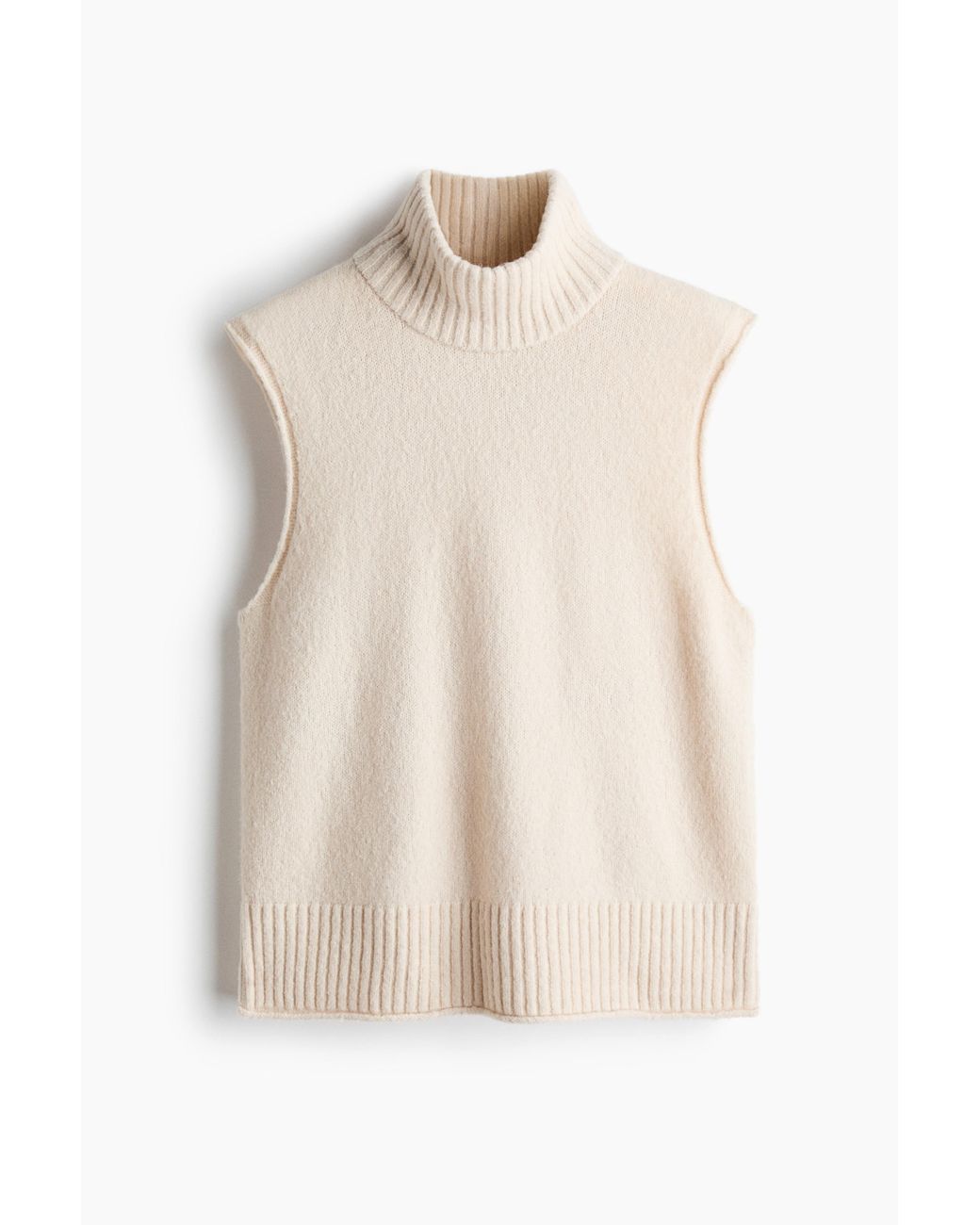 H&M Slip-over Met Turtleneck in het Natural