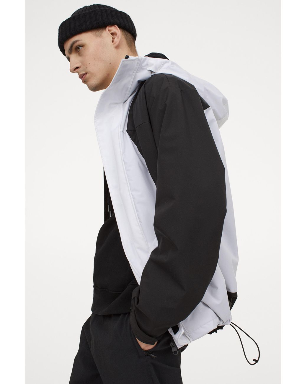 H&M Synthetic Waterrepellent Shell Jacket in White/Black (Black) for Men Lyst