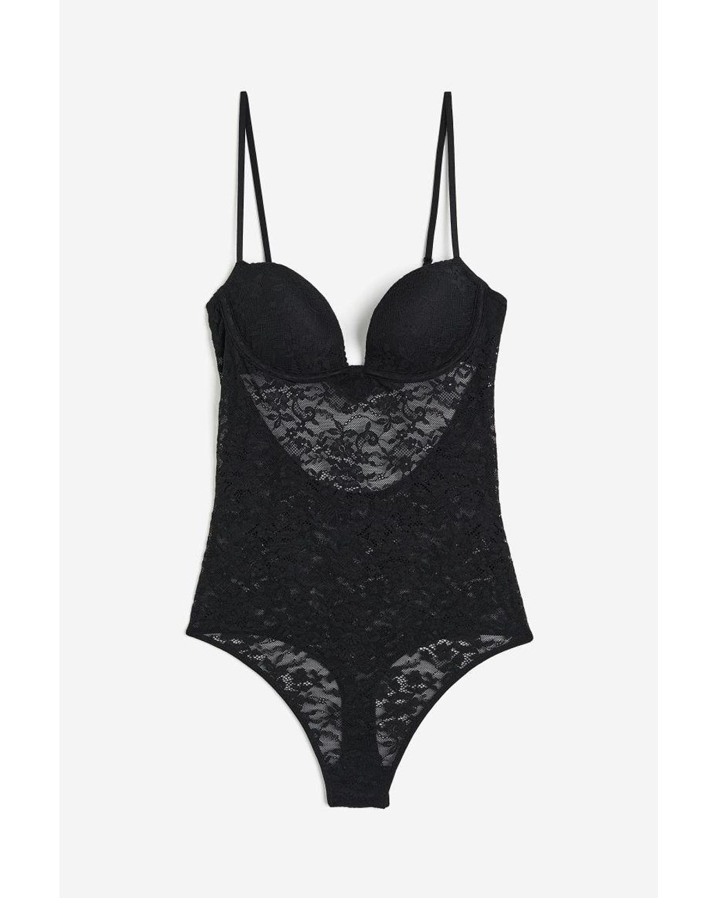 Body String En Dentelle Avec Bonnets Paddes H M en coloris Noir Lyst