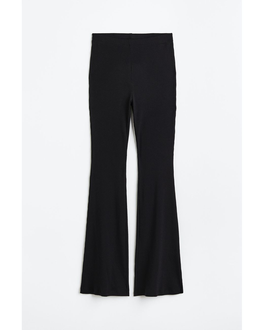H&M Ribbed Jersey Jazz Trousers in Black | Lyst