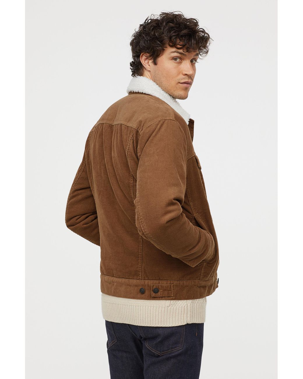 H&M Pile-lined Corduroy Jacket in Light Brown (Brown) for Men | Lyst