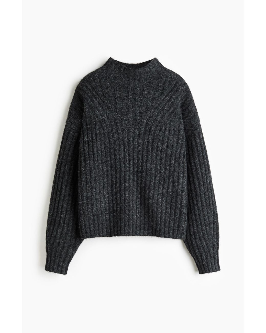 H&M Black Pullover in Rippstrick