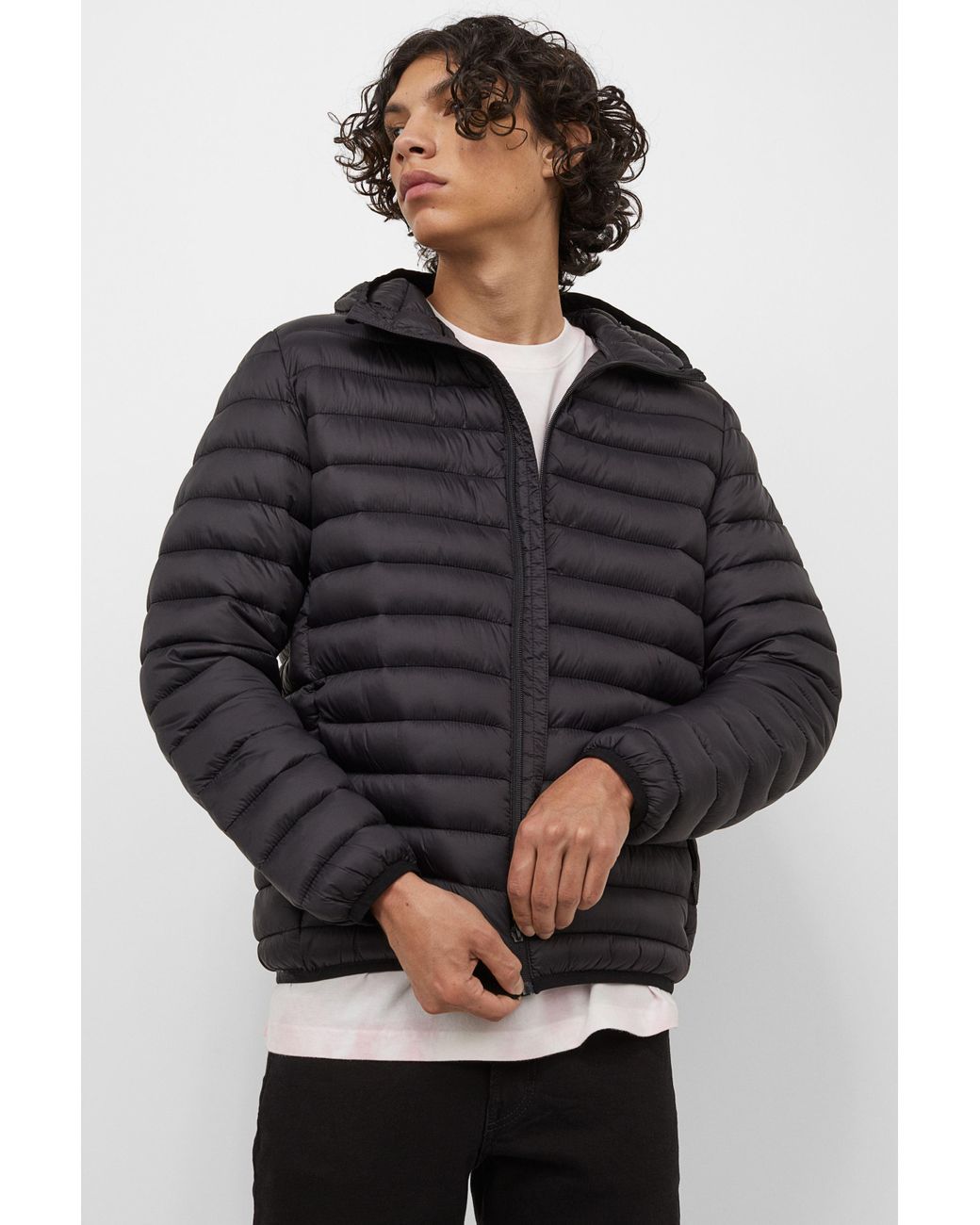 H&M Lightweight Puffer Jacket in Black for Men | Lyst