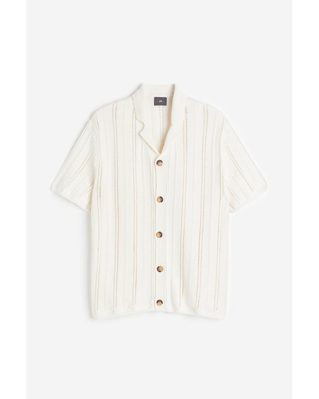 H&M Regular Fit Crochet-look Resort Shirt in White for Men | Lyst Australia