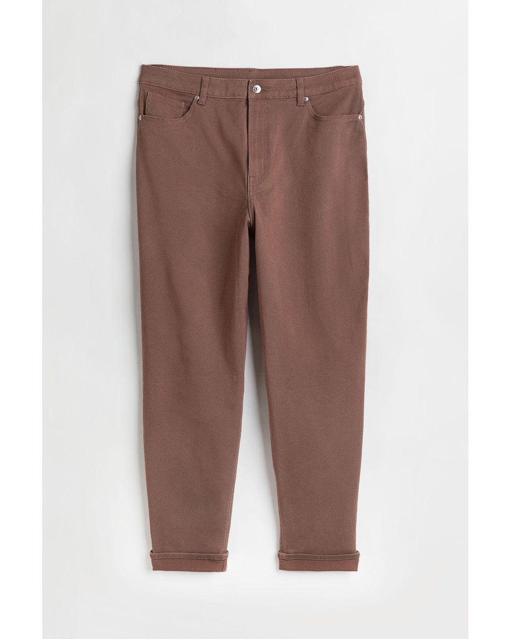HM Cotton H  M+ Mom Loose Fit Twill Trousers in Beige (Natural) | Lyst  Canada