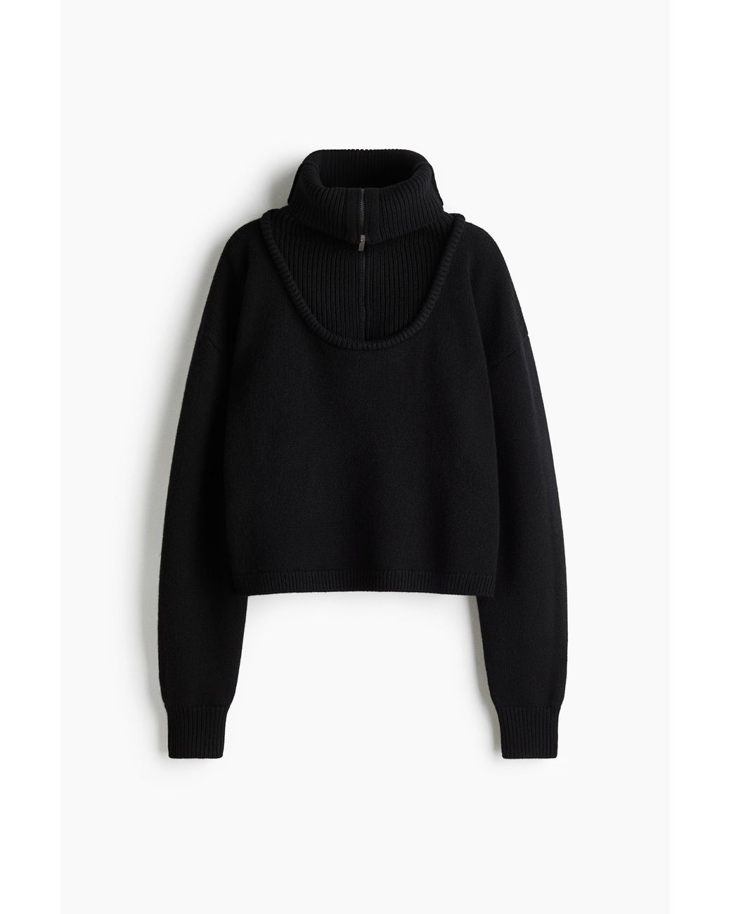 H&M Wollen Ziptop-trui in het Black