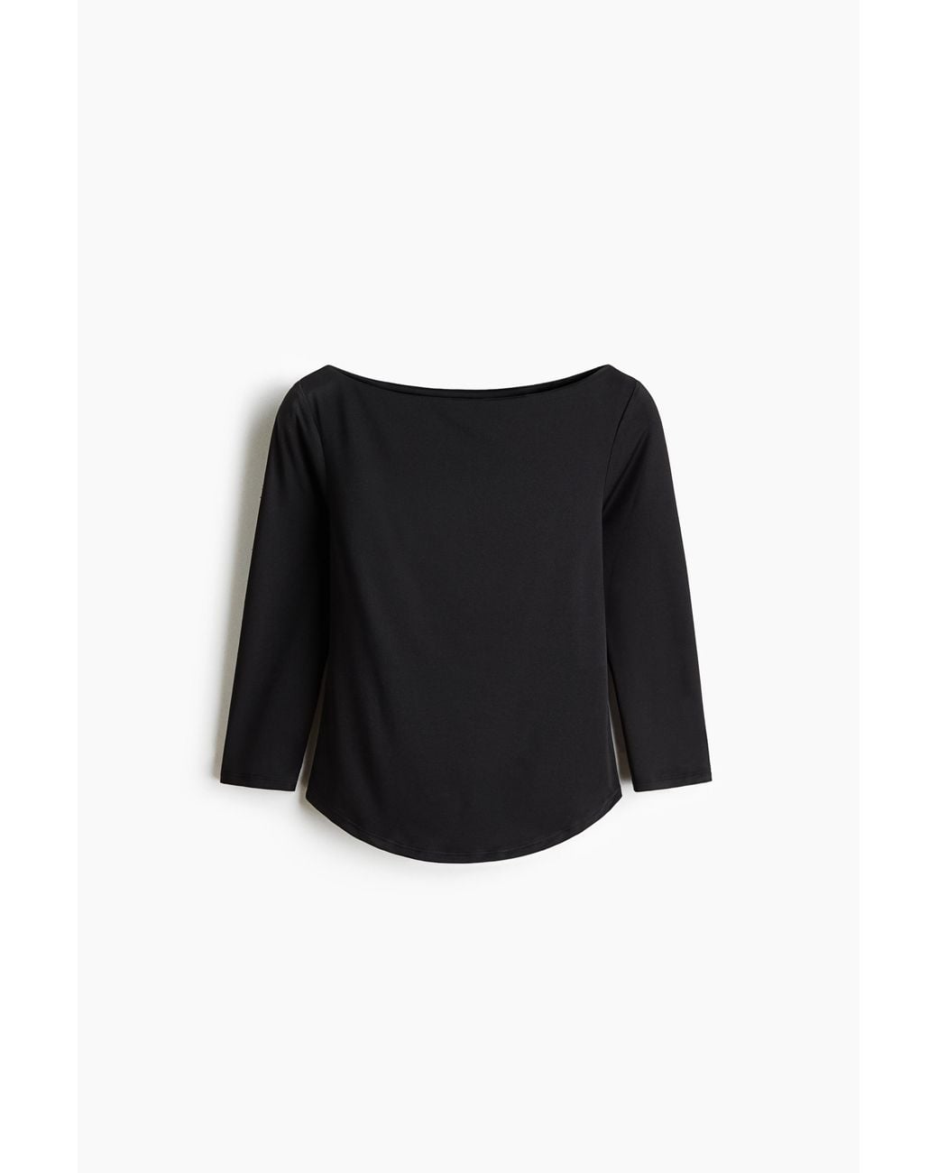 H&M Black Jerseyshirt mit U-Boot-Ausschnitt