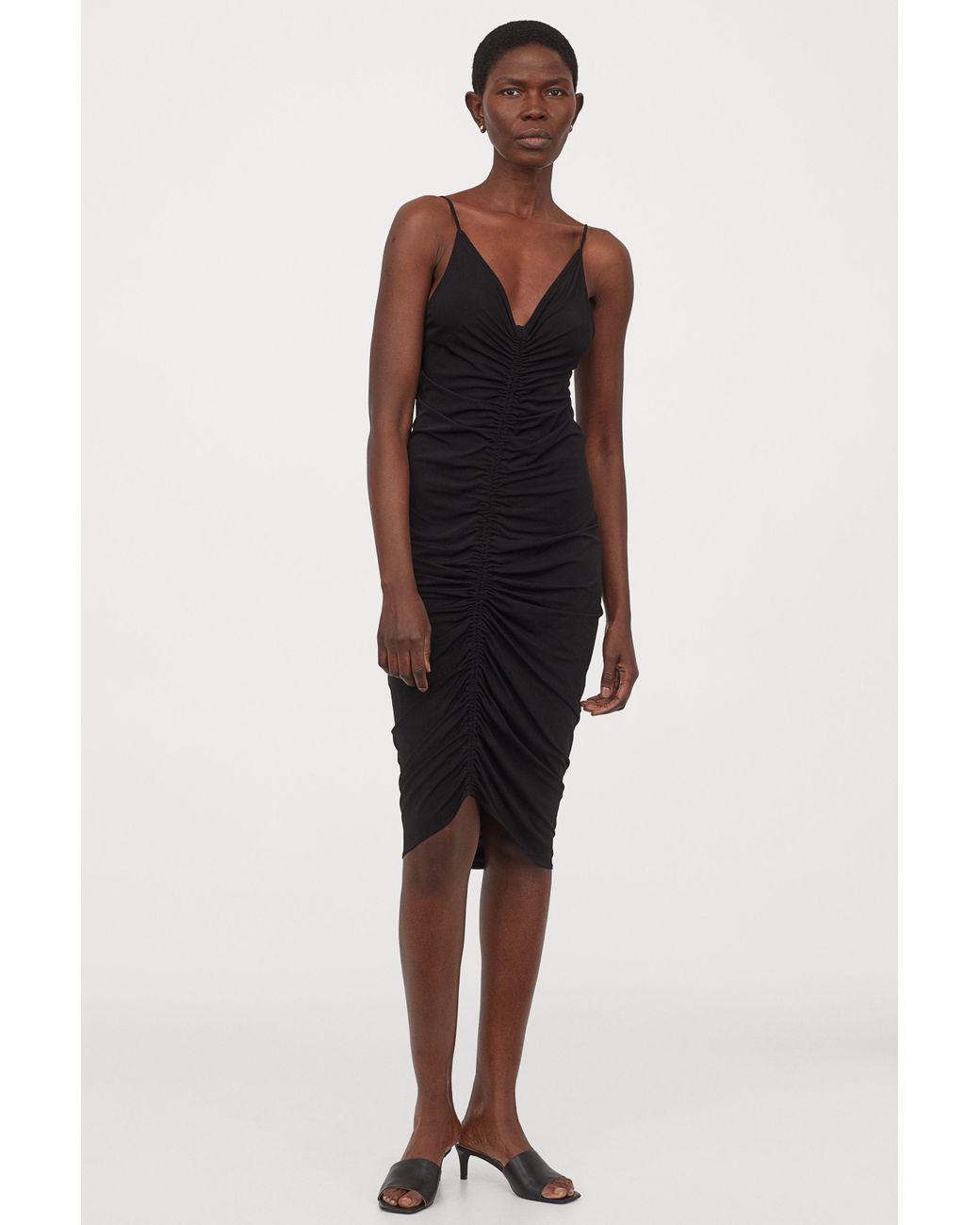 H&M Synthetic Draped Dress in Black - Lyst