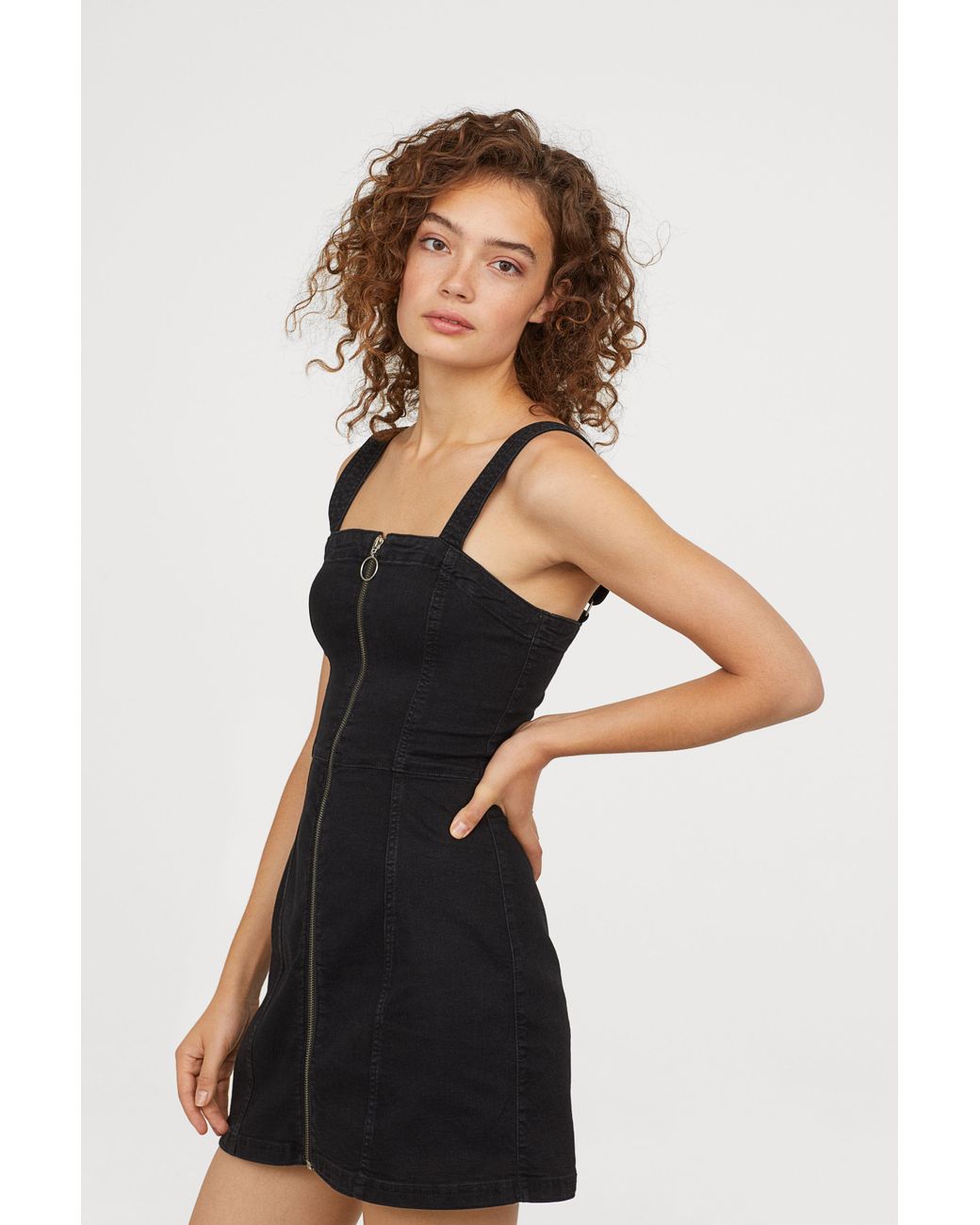 Hu0026M Bib Overall Dress in Black | Lyst