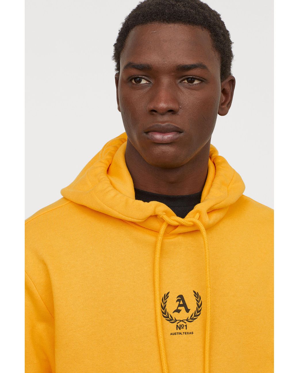 H&M Hooded Top With A Motif in Yellow for Men | Lyst