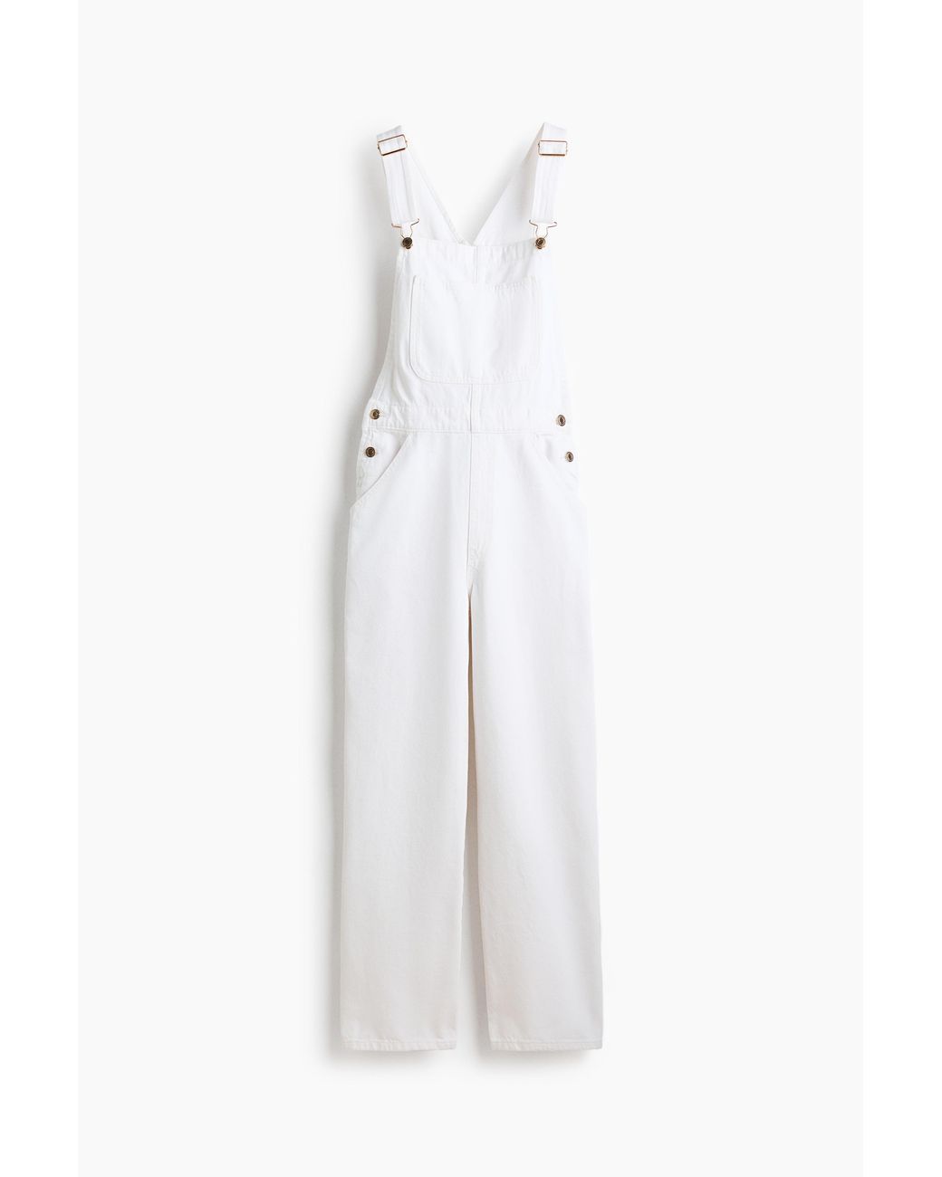 H&M White Latzhose aus Baumwolldenim