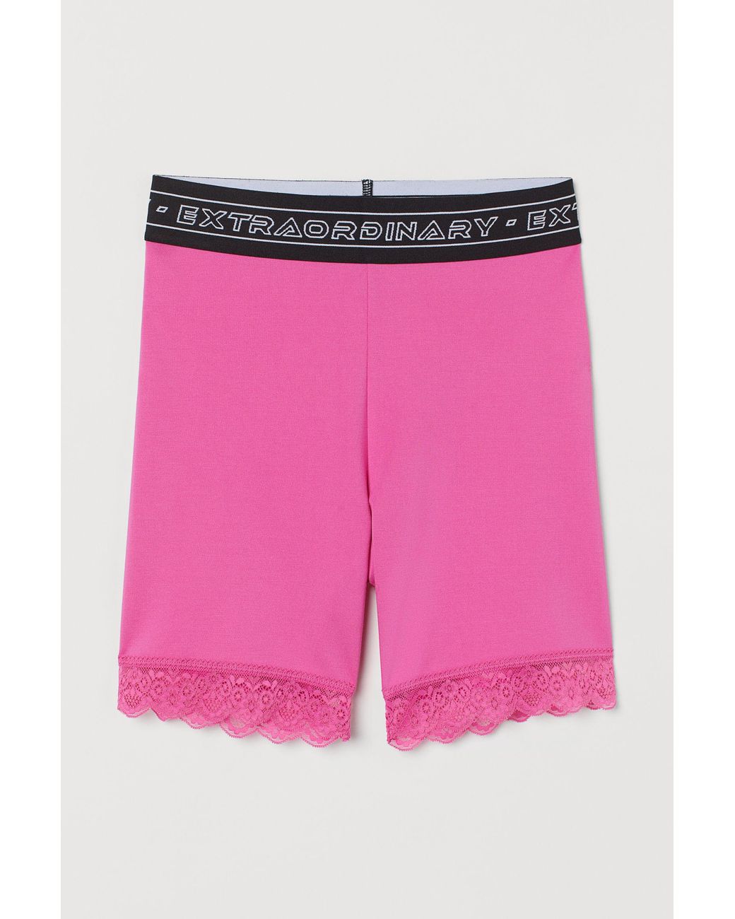 H\u0026M Lace-trimmed Bike Shorts in Pink - Lyst
