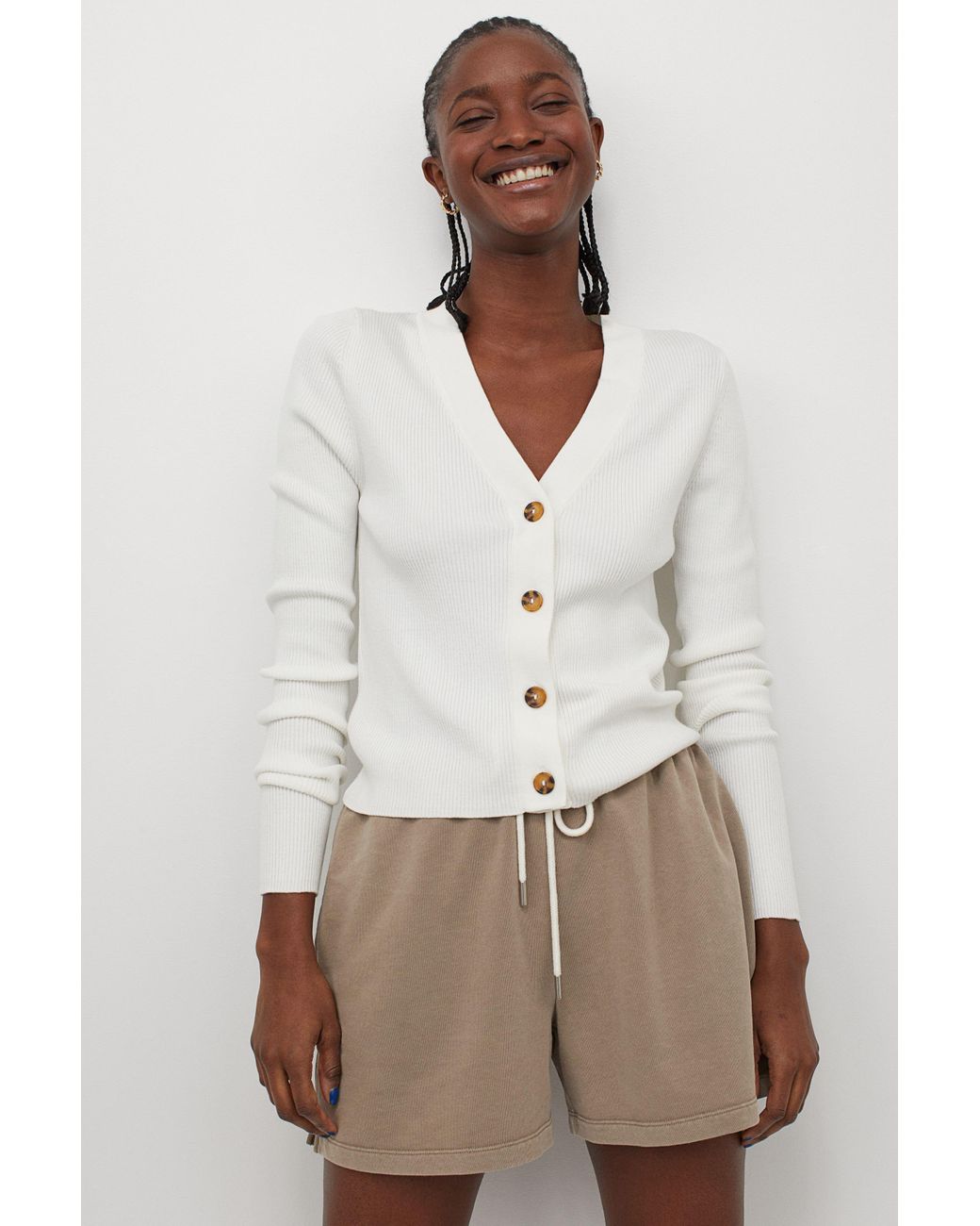 button front rib knit cardigan with camisole