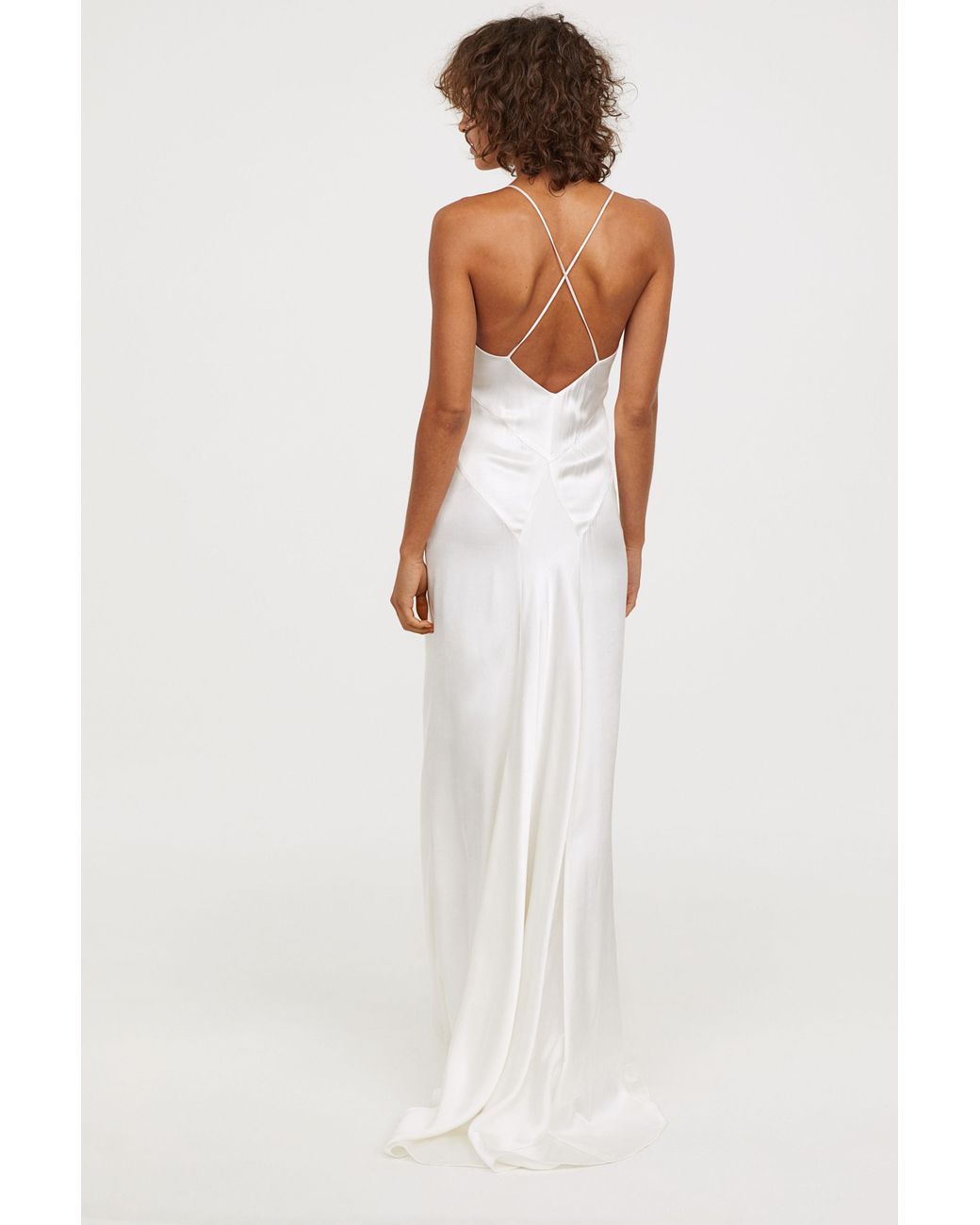 Hu0026M Long Satin Dress in White | Lyst