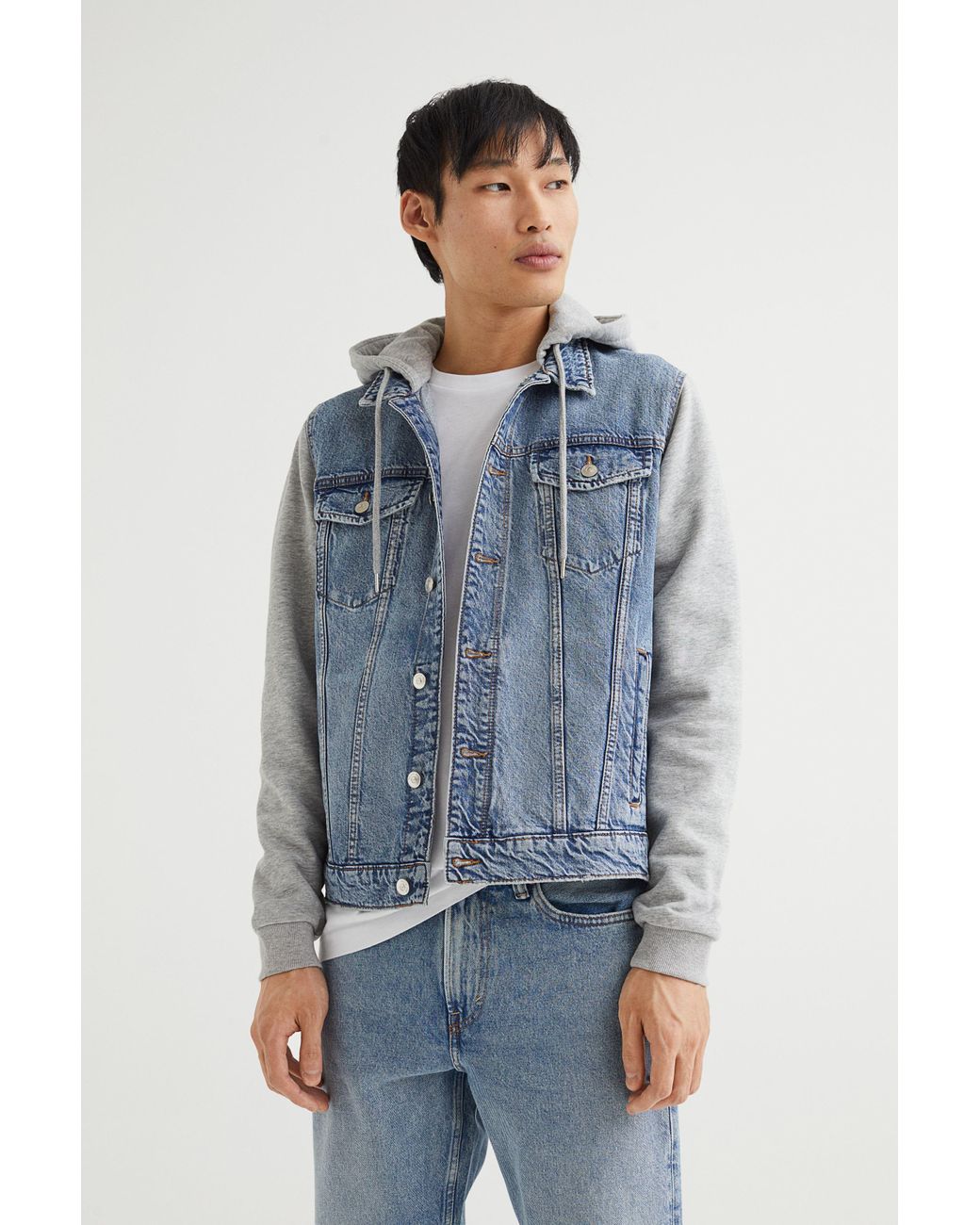 H\u0026M Denim Jacket in Denim Blue/Gray 