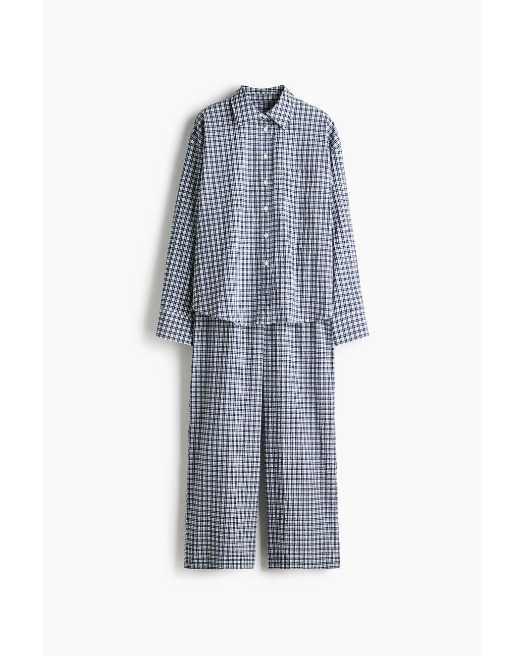 H&M Cotton Seersucker Pyjamas in het Gray