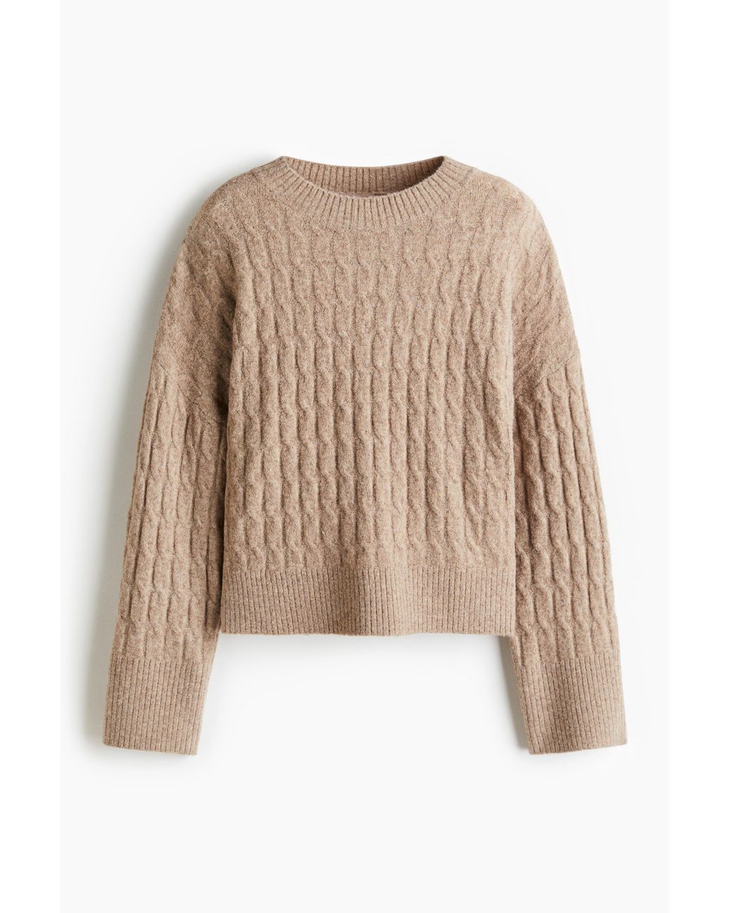 H&M Gebreide Kabeltrui in het Natural