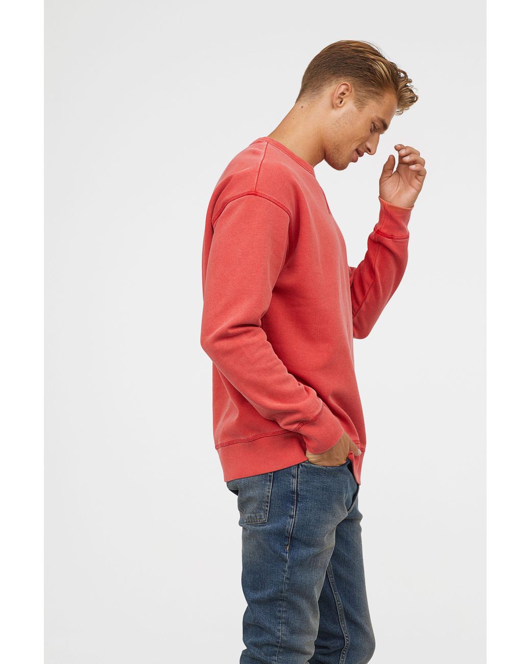 light red sweatshirt