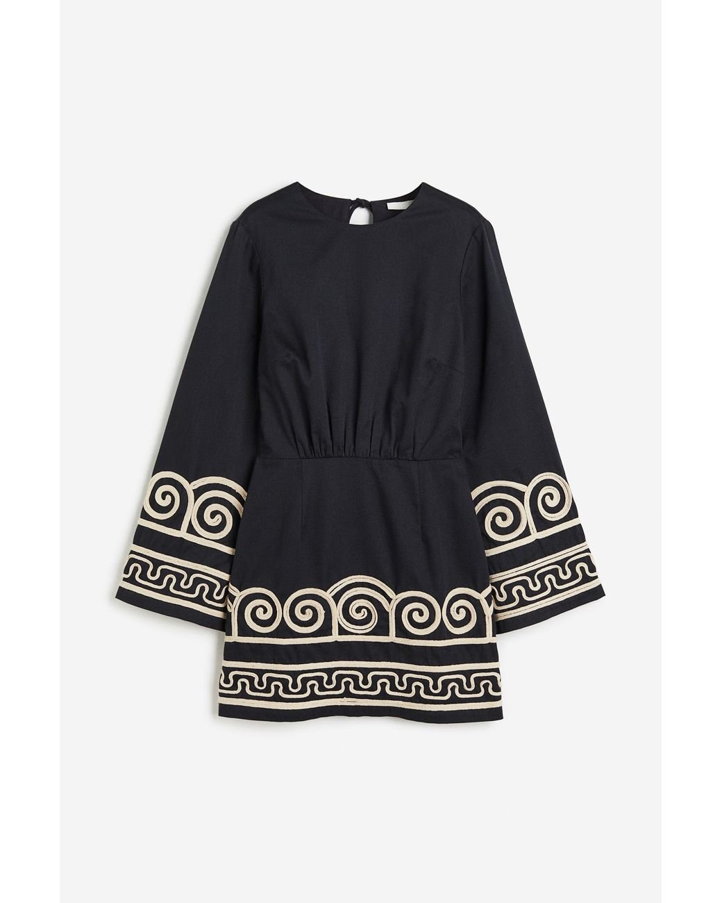 H M Jurk Van Lyocellmix Met Borduursel in het Zwart Lyst NL