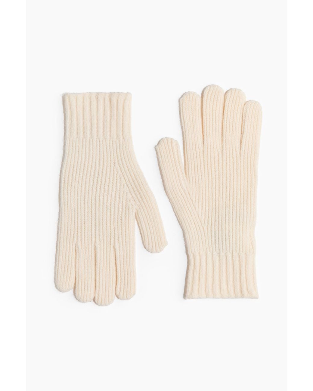 H&M White Strickhandschuhe