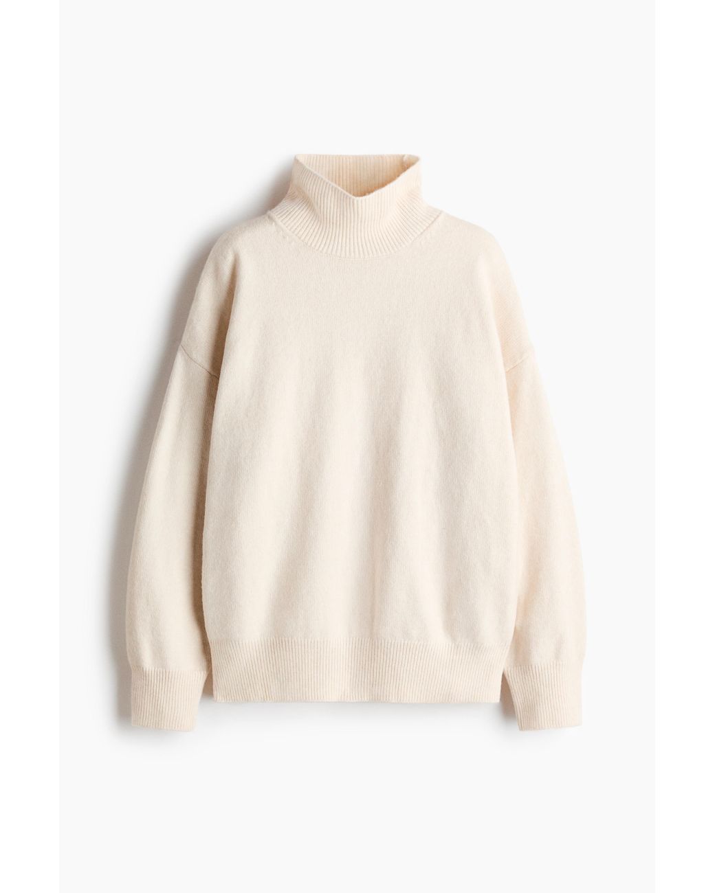 H&M Natural Oversized Pullover mit Turtleneck
