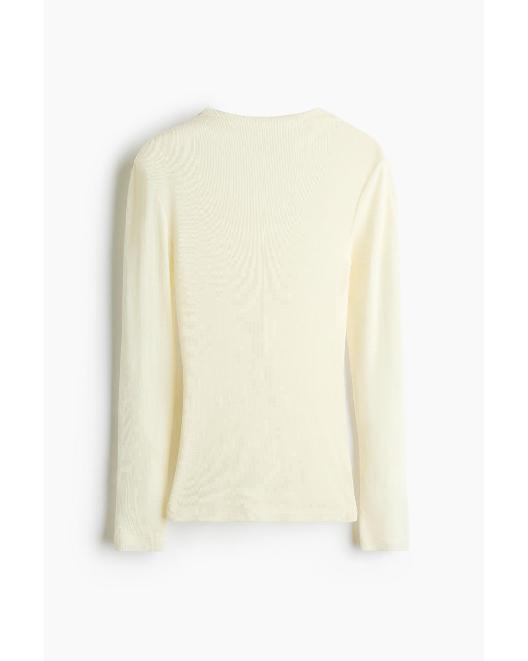 H&M Ribgebreide Wollen Top in het White
