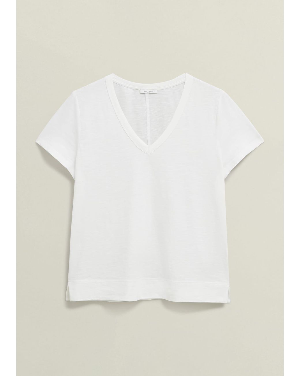 Hobbs White Arianna Cotton Slub T-Shirt