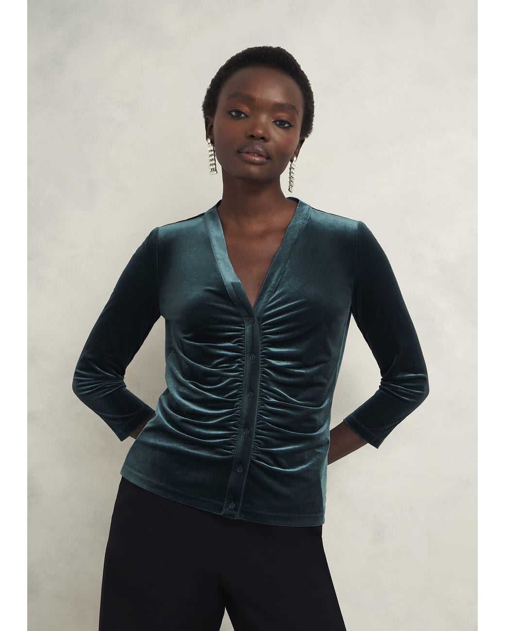 Hobbs Blue Velvet Hattie Top