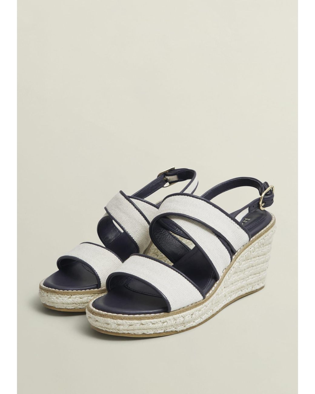 Hobbs Natural Lucie Canvas Leather Espadrilles
