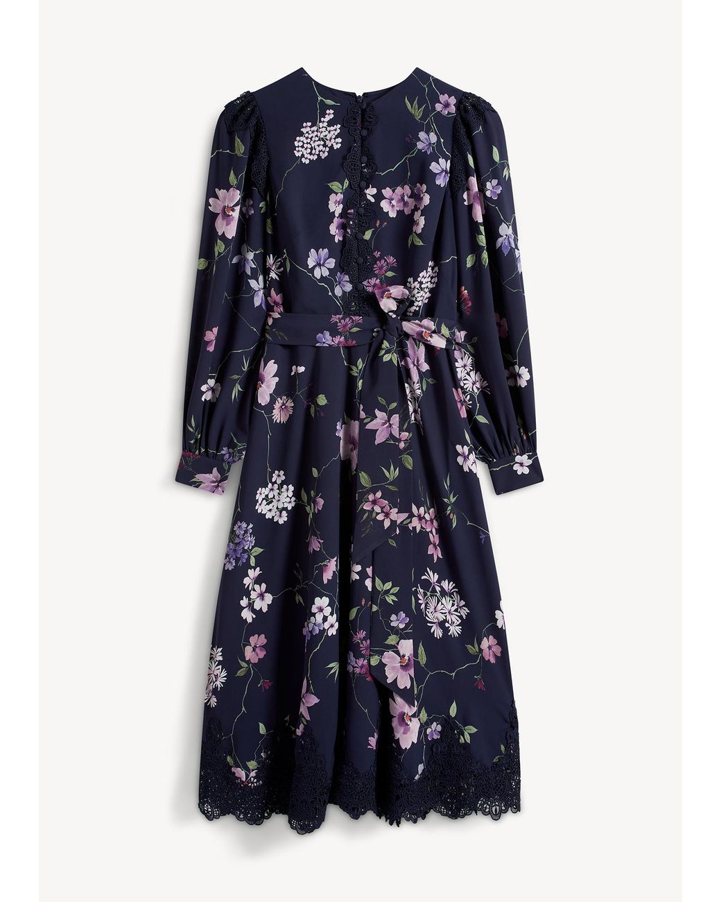 Hobbs Blue Isadora Lace Insert Dress