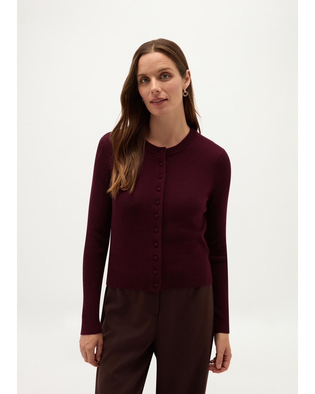Hobbs Purple Elsa Wool Cashmere Cardigan