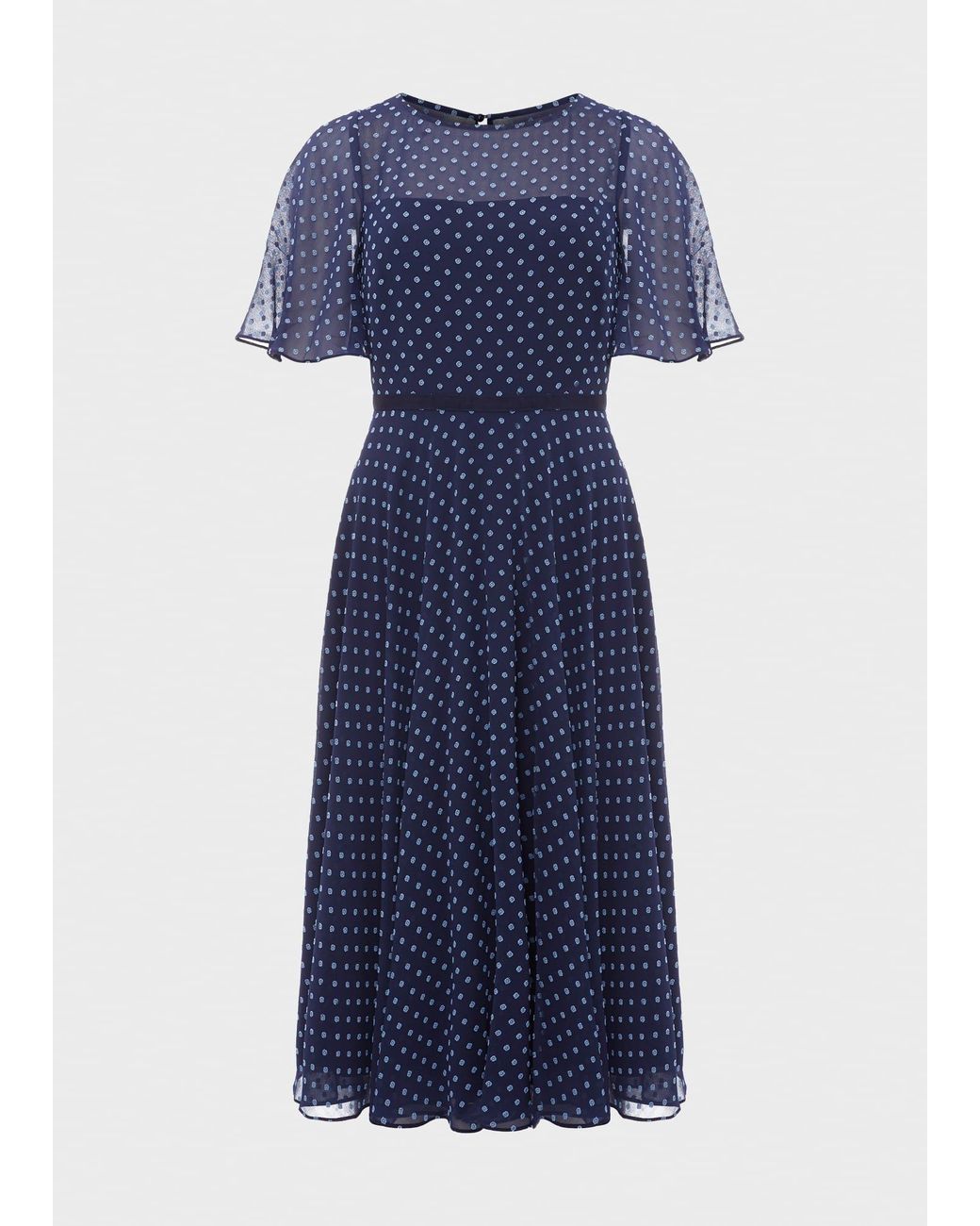 Hobbs Blue Petite Eleanor Fit And Flare Dress