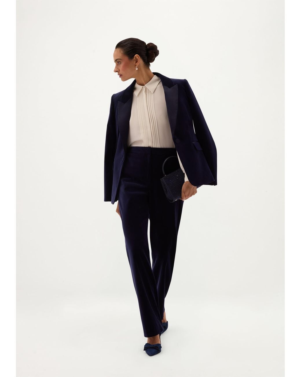 Hobbs Blue Heather Velvet Trousers