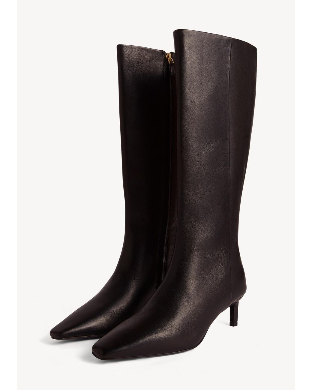 Hobbs Black Grace Leather Knee Boots