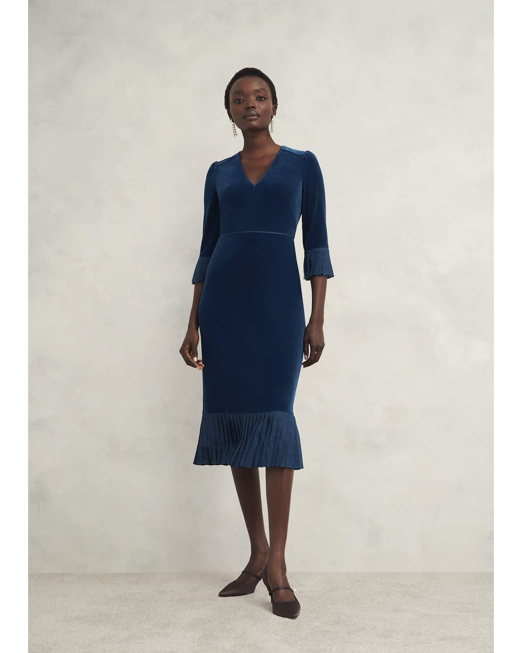 Hobbs Blue Mary Velvet Dress