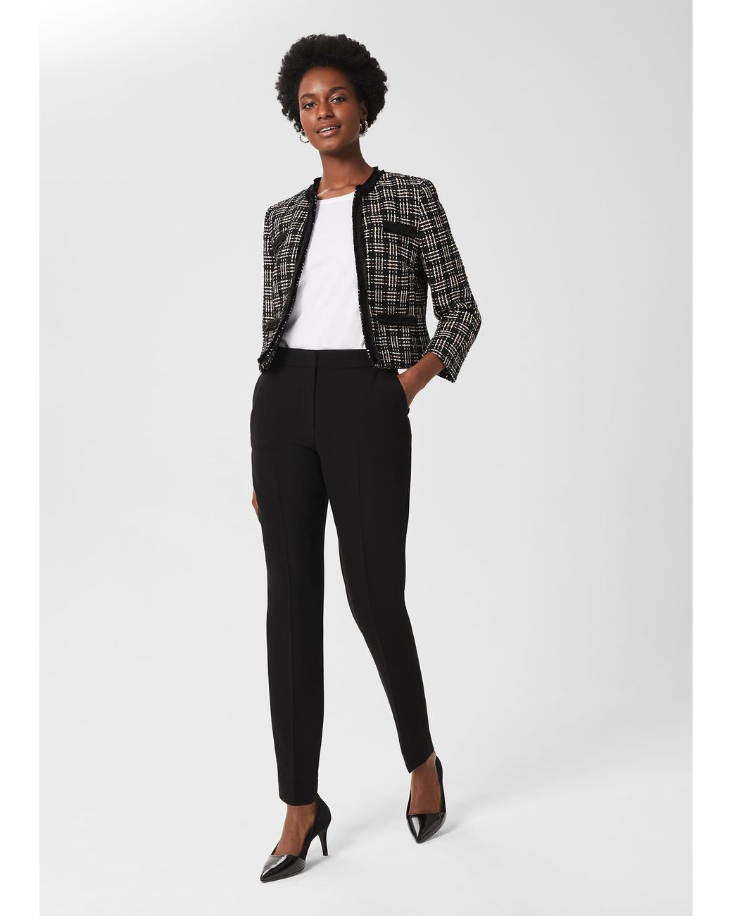 Hobbs White Petite Mel Tapered Trousers