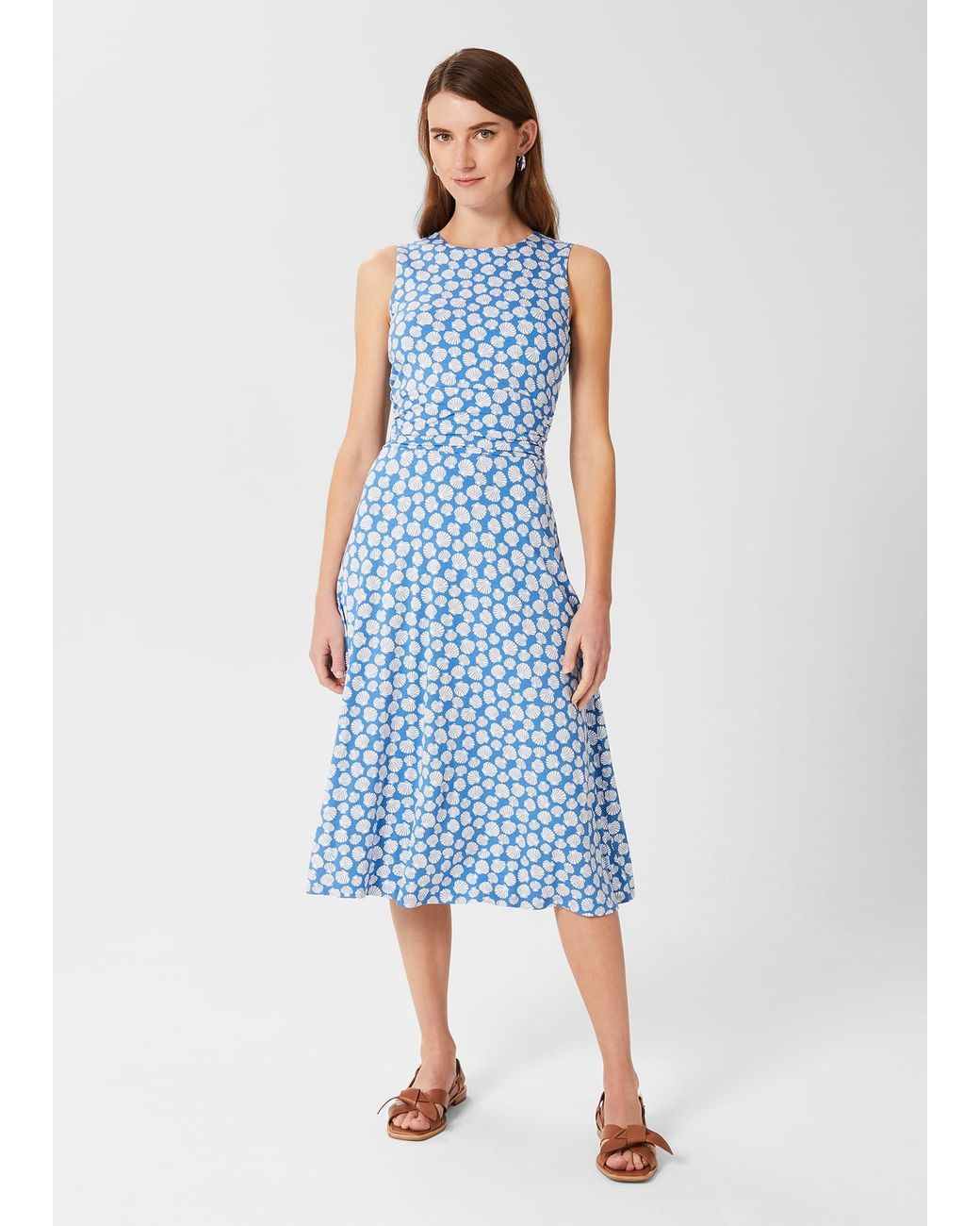 Hobbs Blue Bayview Sleeveless Jersey Dress
