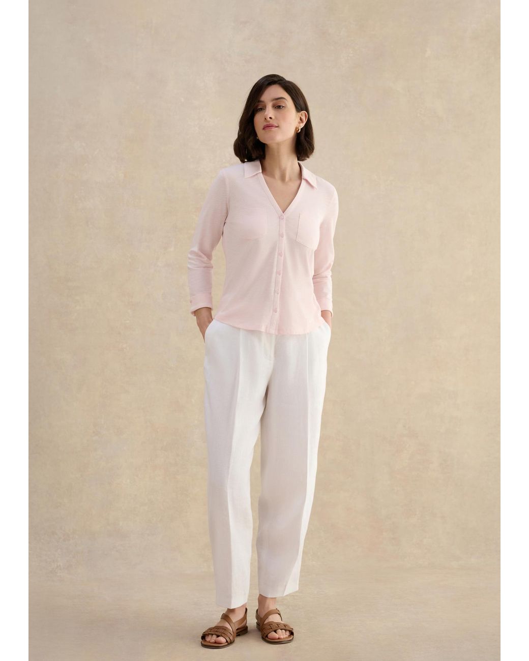 Hobbs Natural Zariah Cotton Slub 3/4 Sleeve Shirt