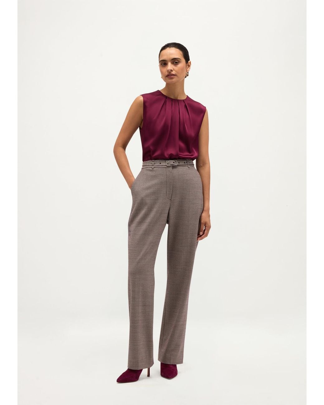 Hobbs Red Imogen Wool Blend Trousers