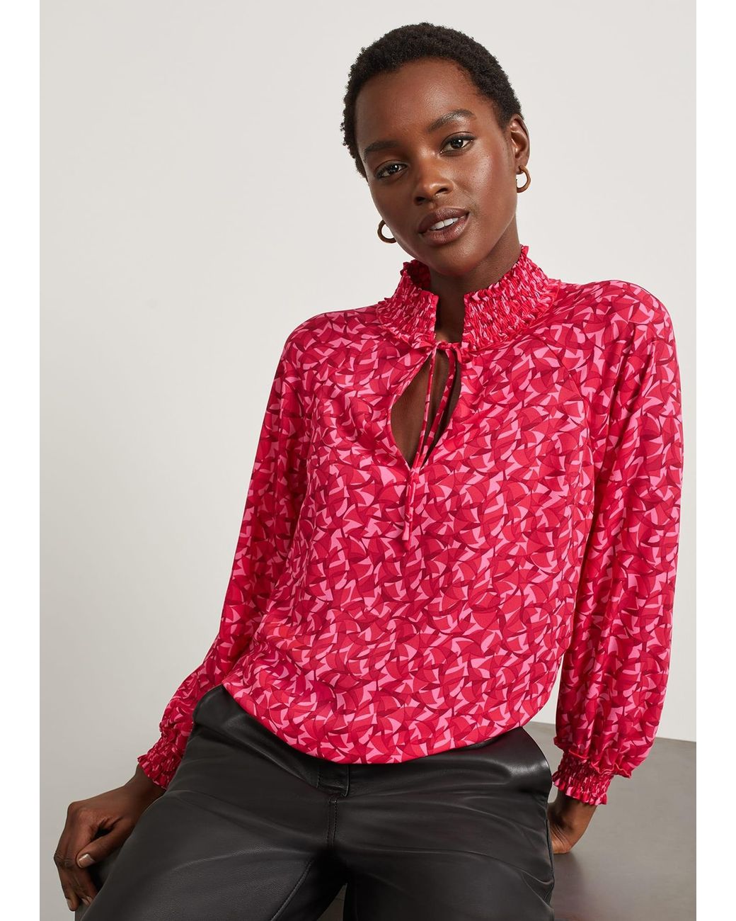 Hobbs Red Kennedy Print Blouse