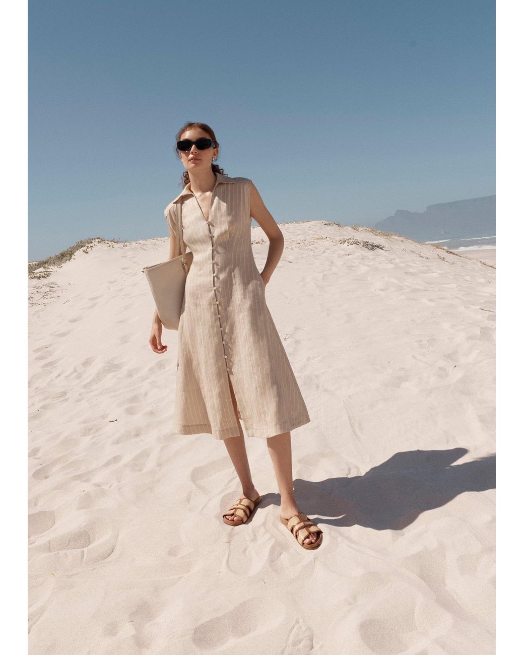 Hobbs Natural Charlize Linen Dress