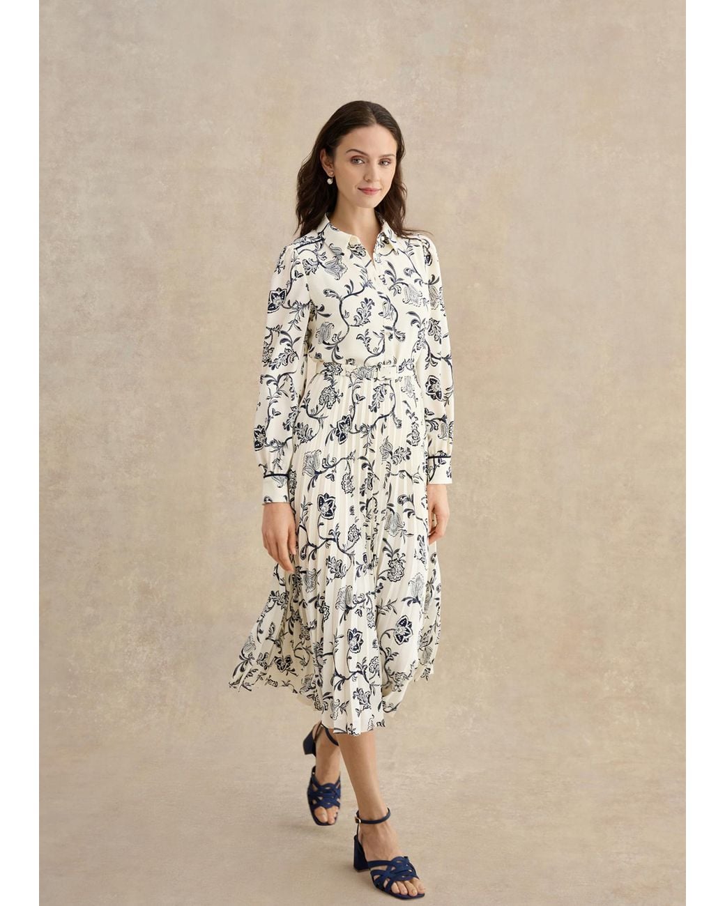 Hobbs Natural Ashleen Pleated Dress