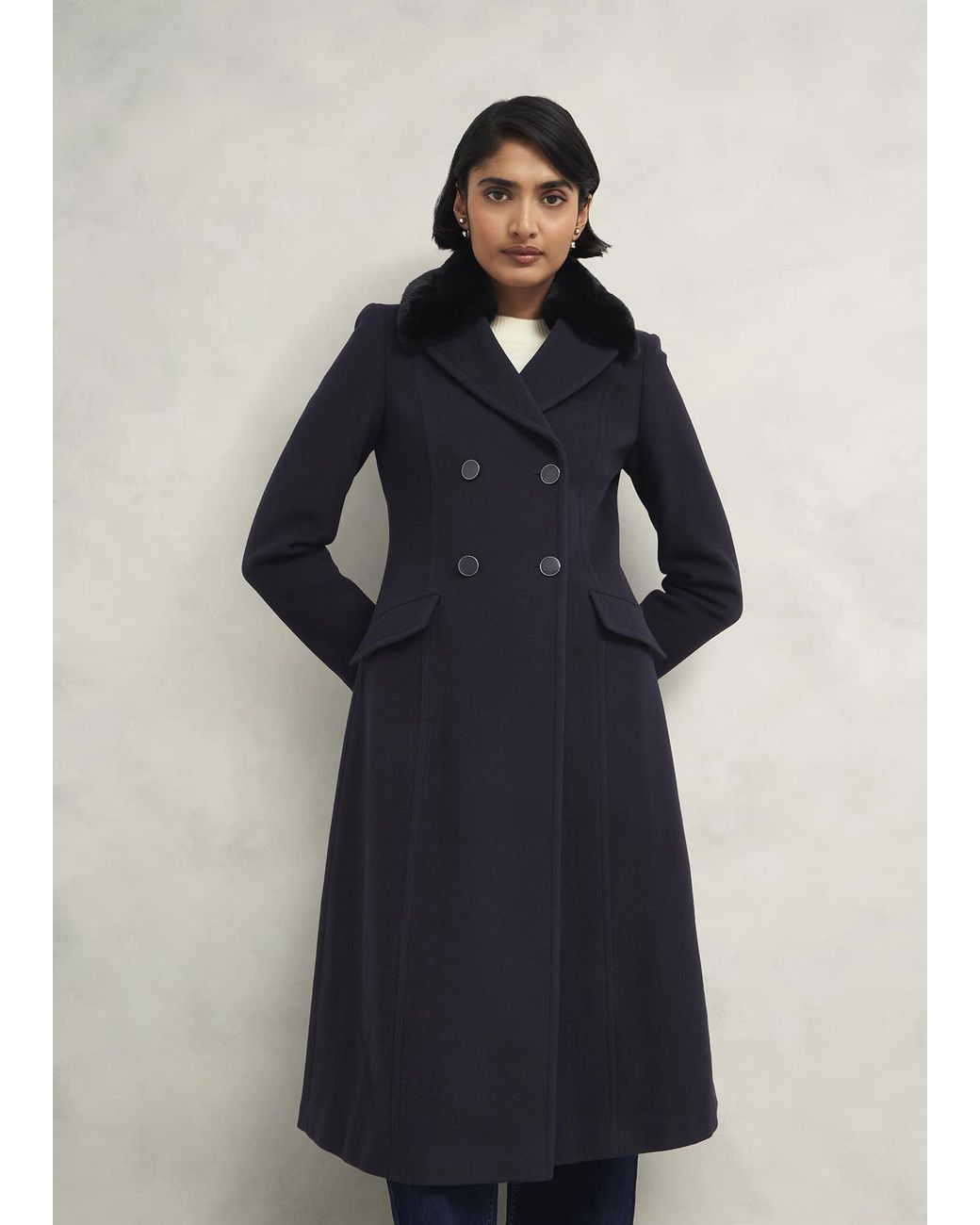 Hobbs Blue Petite Marlene Wool Blend Coat