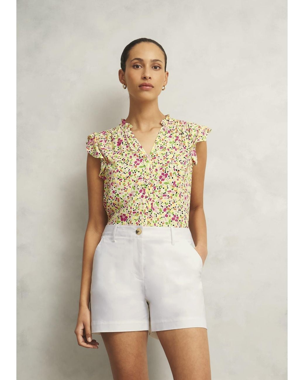 Hobbs White Reena Cotton Shorts