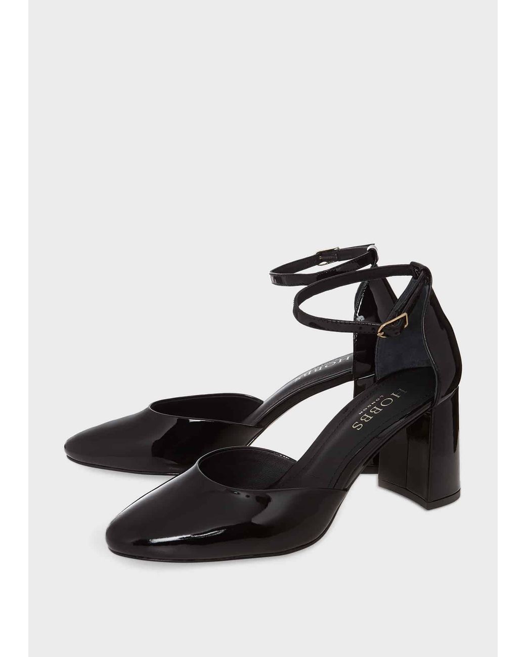 Hobbs White Sophie Patent Leather Court Shoes