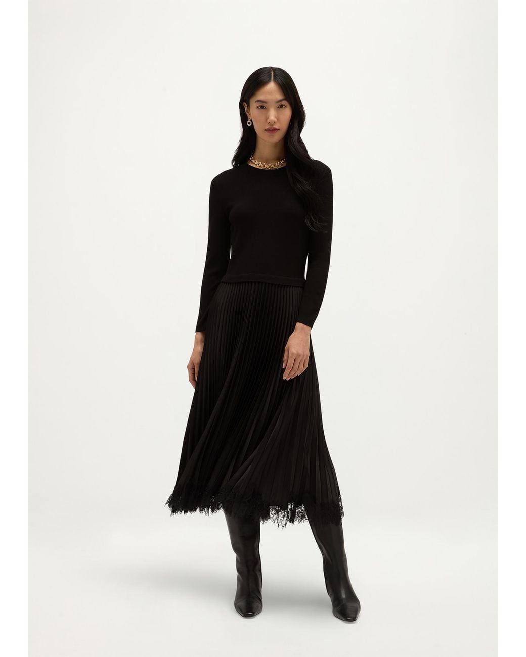 Hobbs Black Lucinda Lace Knit Dress
