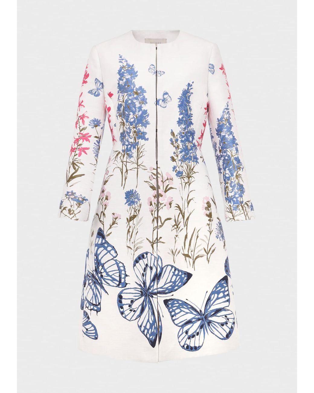 Hobbs White Jennifer Floral Jaquard Coat